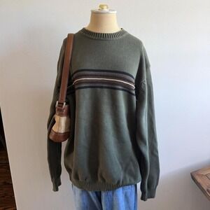 Vintage Dockers dark green striped cozy sweater
